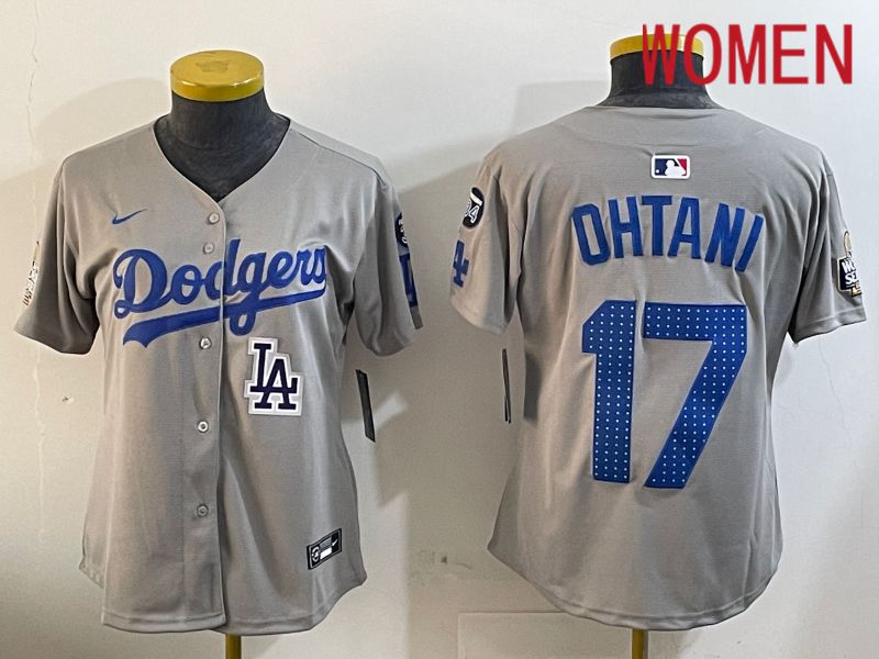 Women Los Angeles Dodgers #17 Ohtani Grey Game 2024 Nike MLB Jersey style 1205->women mlb jersey->Women Jersey